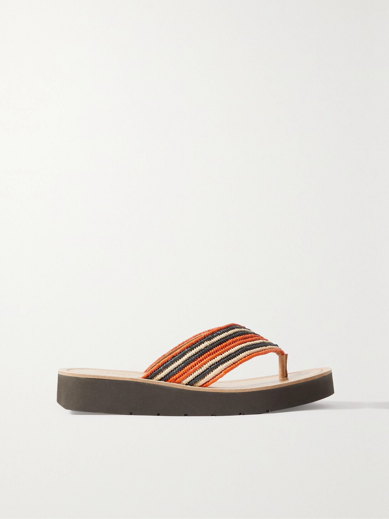 Gabriela Hearst 20mm Clemence Raffia Flip Flops In Orange,multi