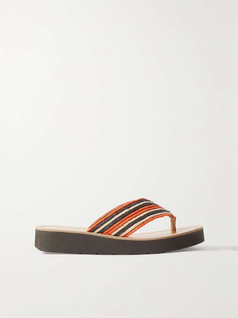 Gabriela Hearst Clemence Striped Raffia Platform Flip Flops - IT36