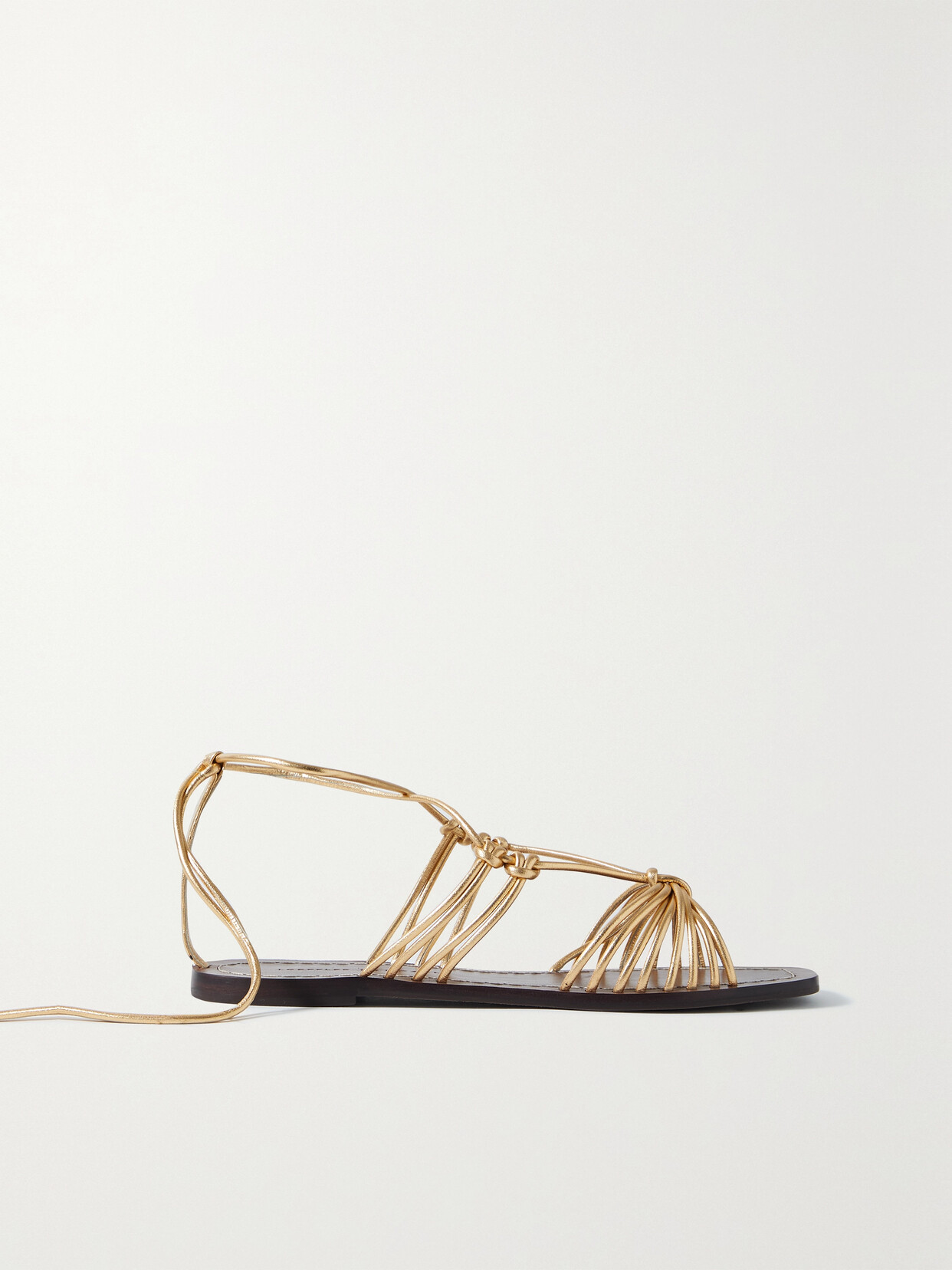 Loeffler Randall - Romy Lace-up Metallic Leather Sandals - Gold