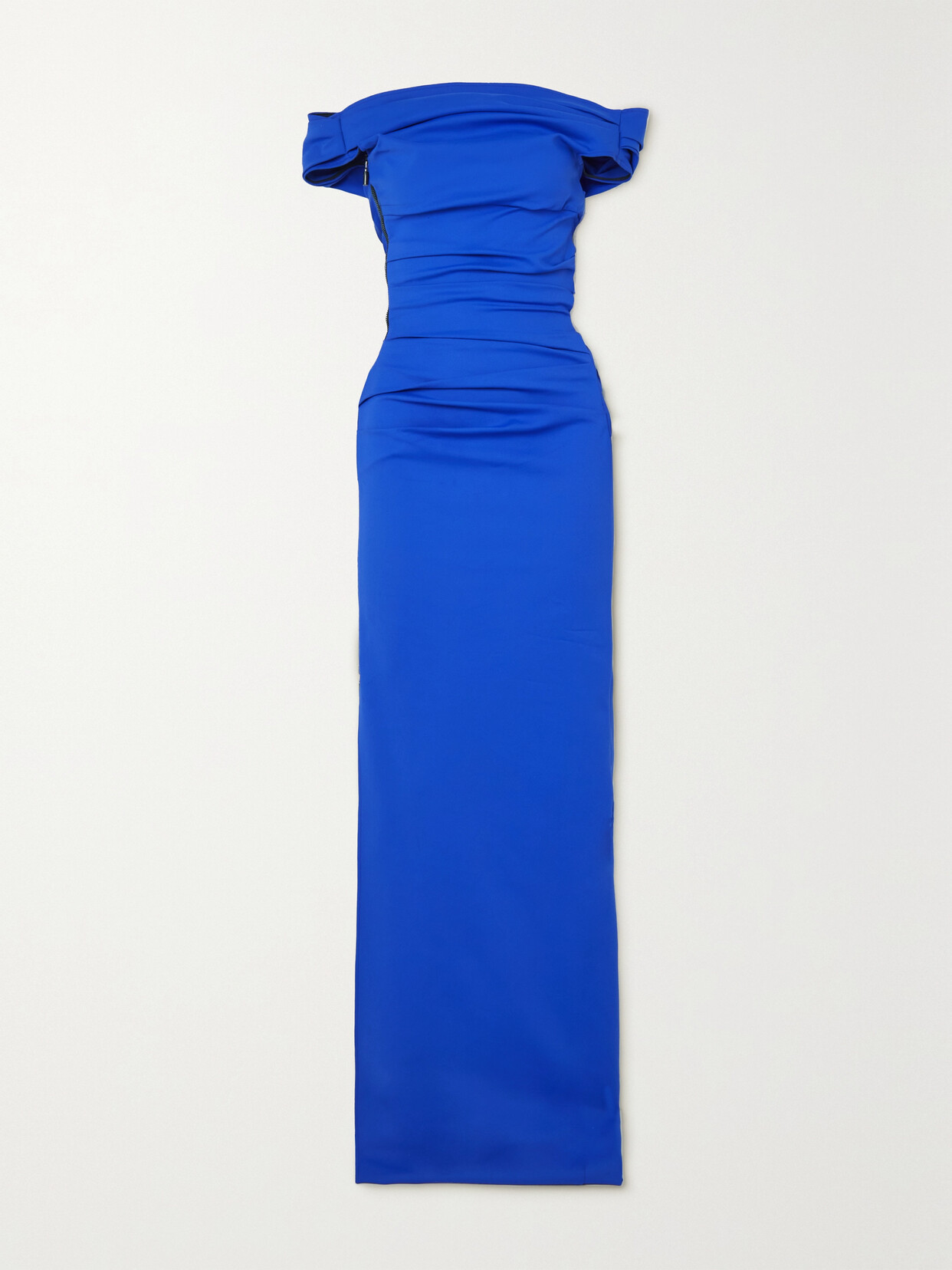 Maticevski Assertion Off-the-shoulder Ruched Stretch-crepe Gown - Blue