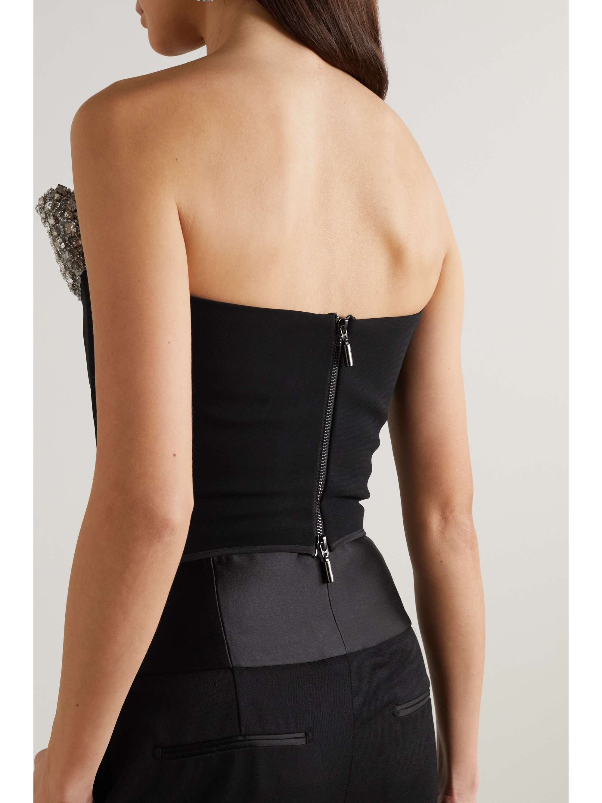 MATICEVSKI Majesty cropped strapless crystal-embellished crepe top