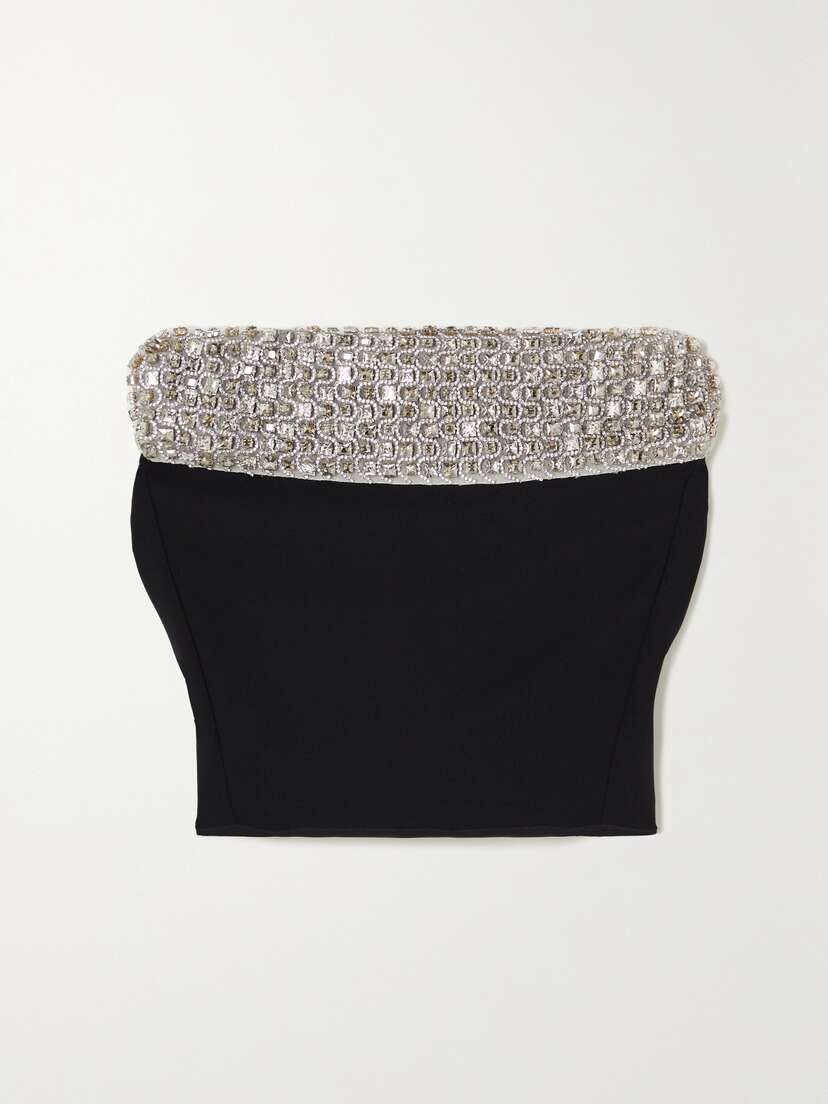Maticevski Majesty Cropped Strapless Crystal-embellished Crepe Top