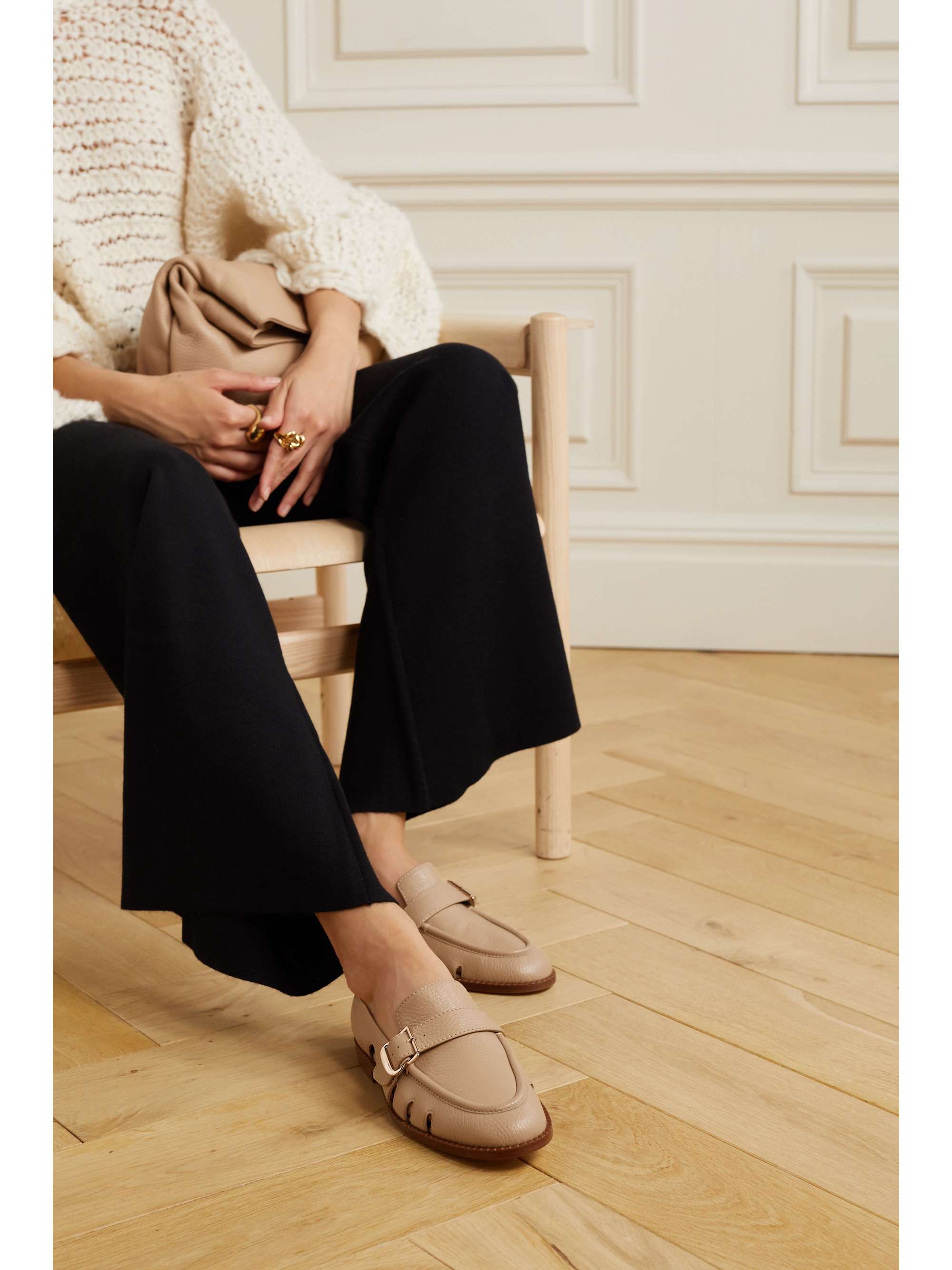 GABRIELA HEARST Symon cutout textured-leather loafers