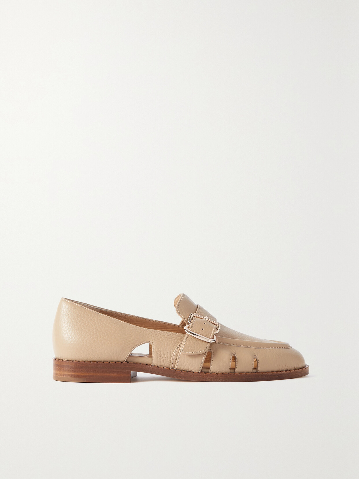 Gabriela Hearst - Symon Cutout Textured-leather Loafers - Brown