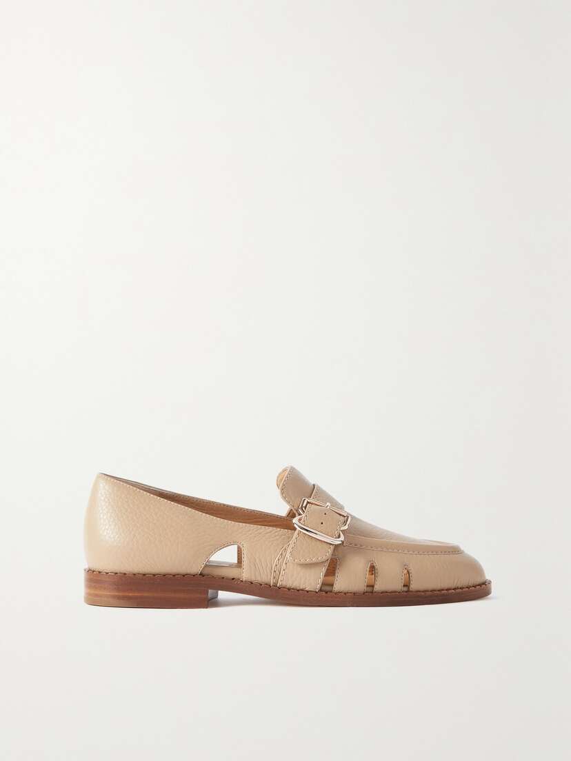 Gabriela Hearst Symon Cutout Textured-leather Loafers