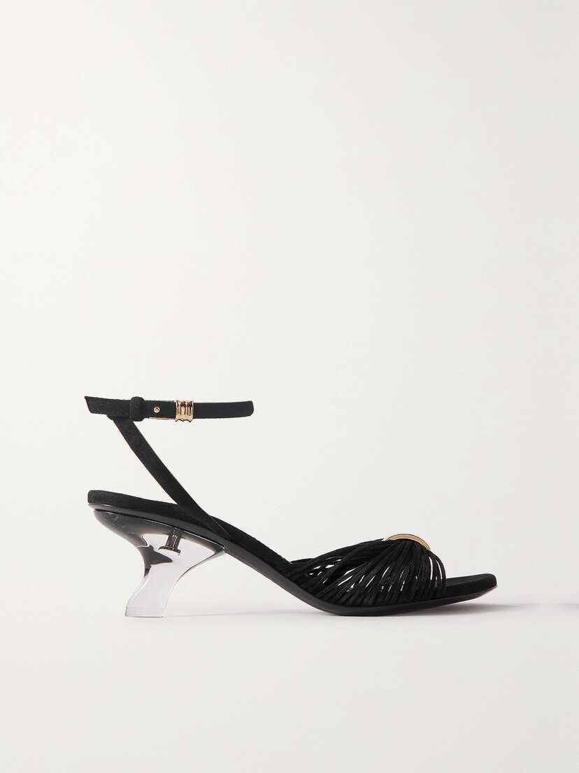 KHAITE Amity Embellished Suede Sandals