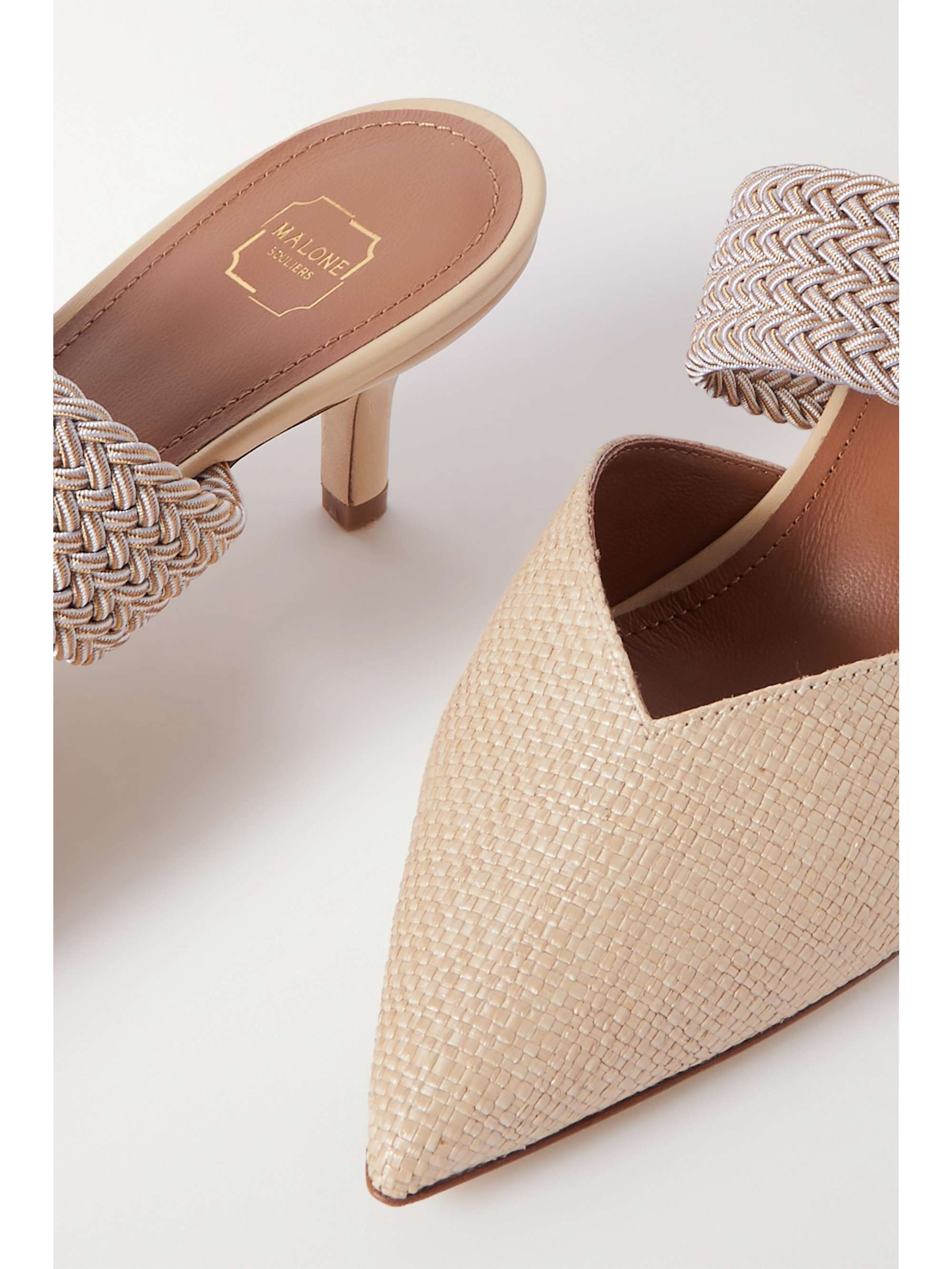 MALONE SOULIERS Maisie 45 cord-trimmed raffia mules