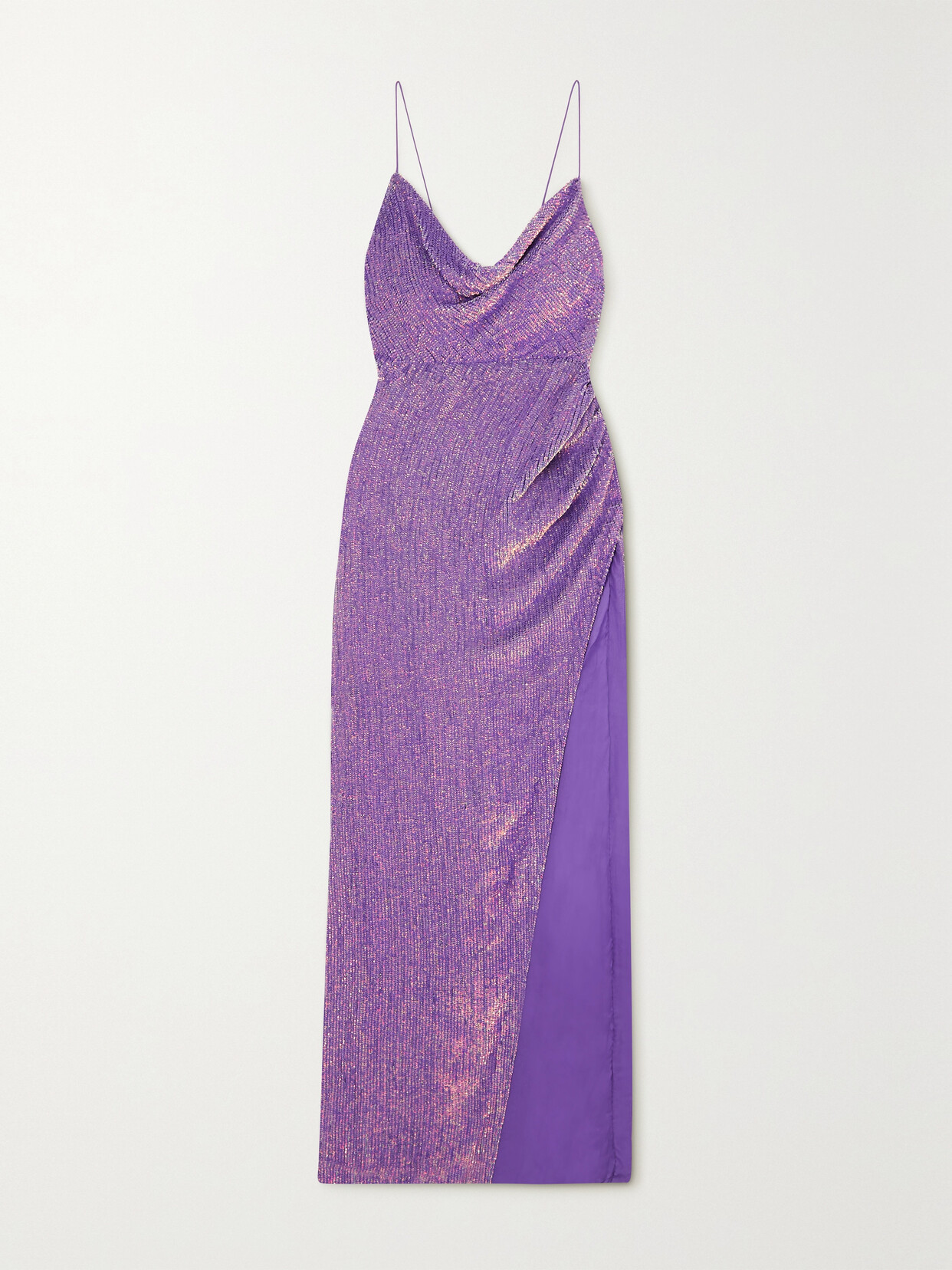 Retrofête Katya Draped Sequined Chiffon Gown - Purple