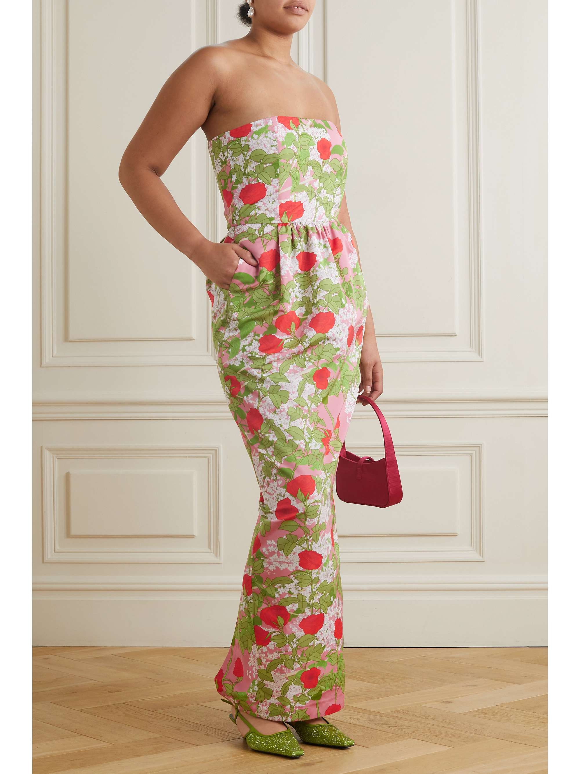 BERNADETTE Lena strapless floral-print taffeta gown | NET-A-PORTER