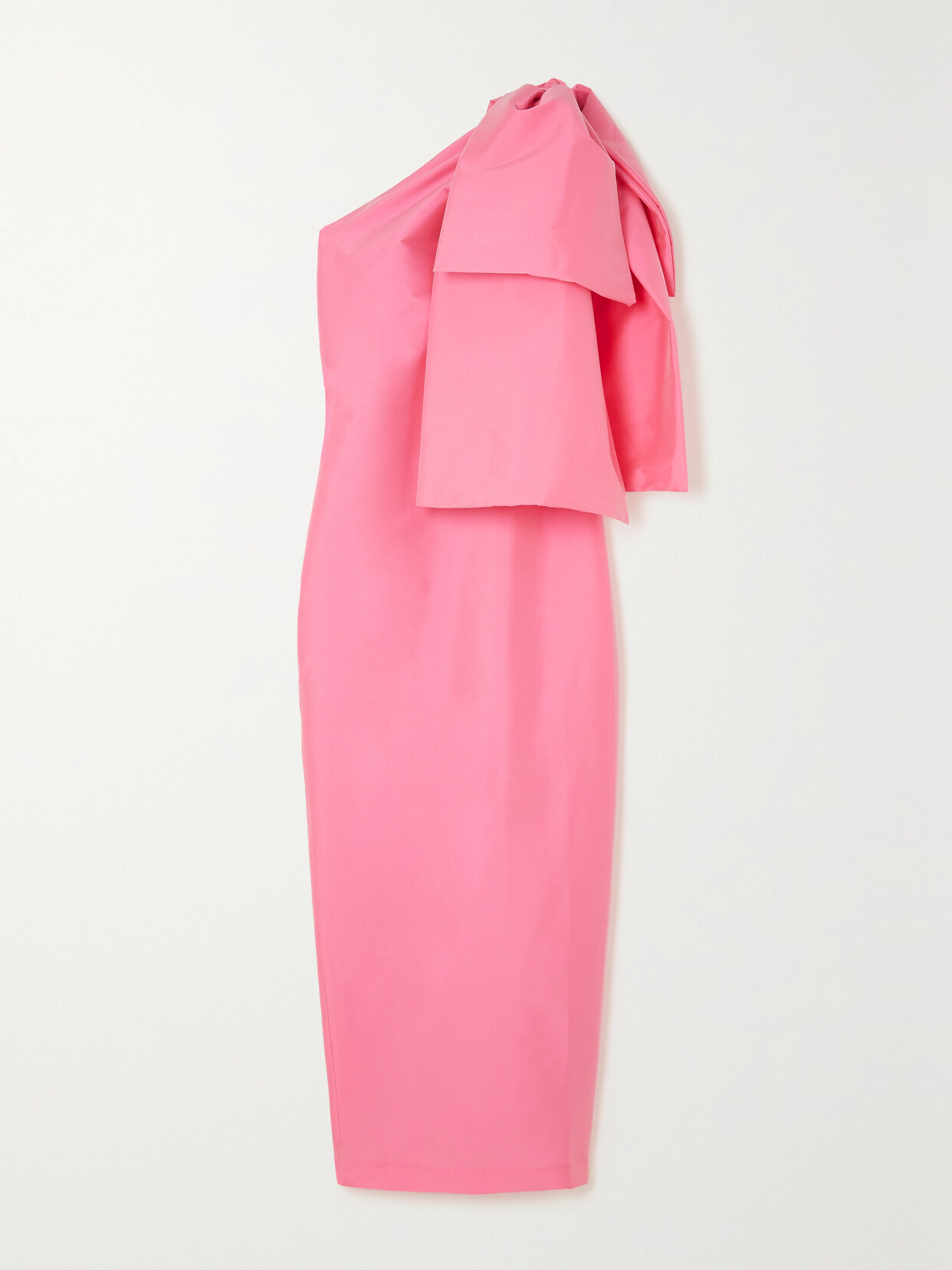 BERNADETTE Josselin One-shoulder Bow-detailed Taffeta Midi Dress - Pink