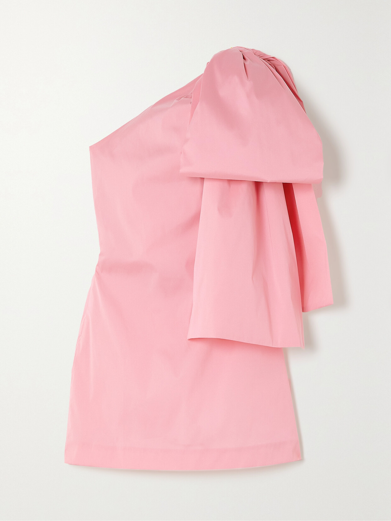 BERNADETTE - Josselin One-shoulder Bow-detailed Taffeta Mini Dress - Pink