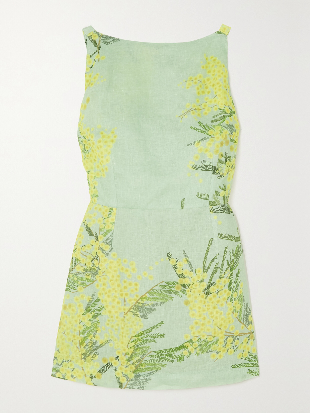 BERNADETTE - Kimberly Open-back Floral-print Linen Mini Dress - Green