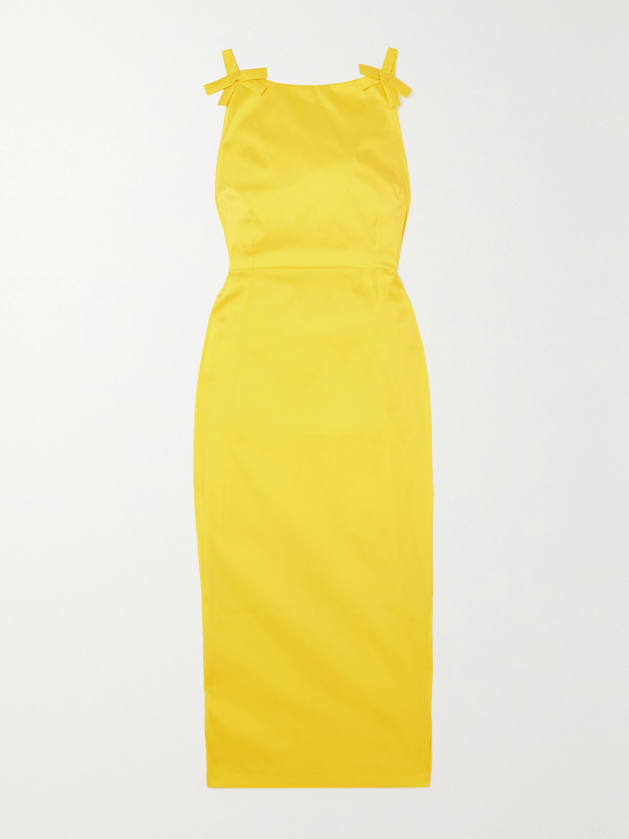 BERNADETTE - Kim Open-back Bow-embellished Taffeta Midi Dress - Yellow