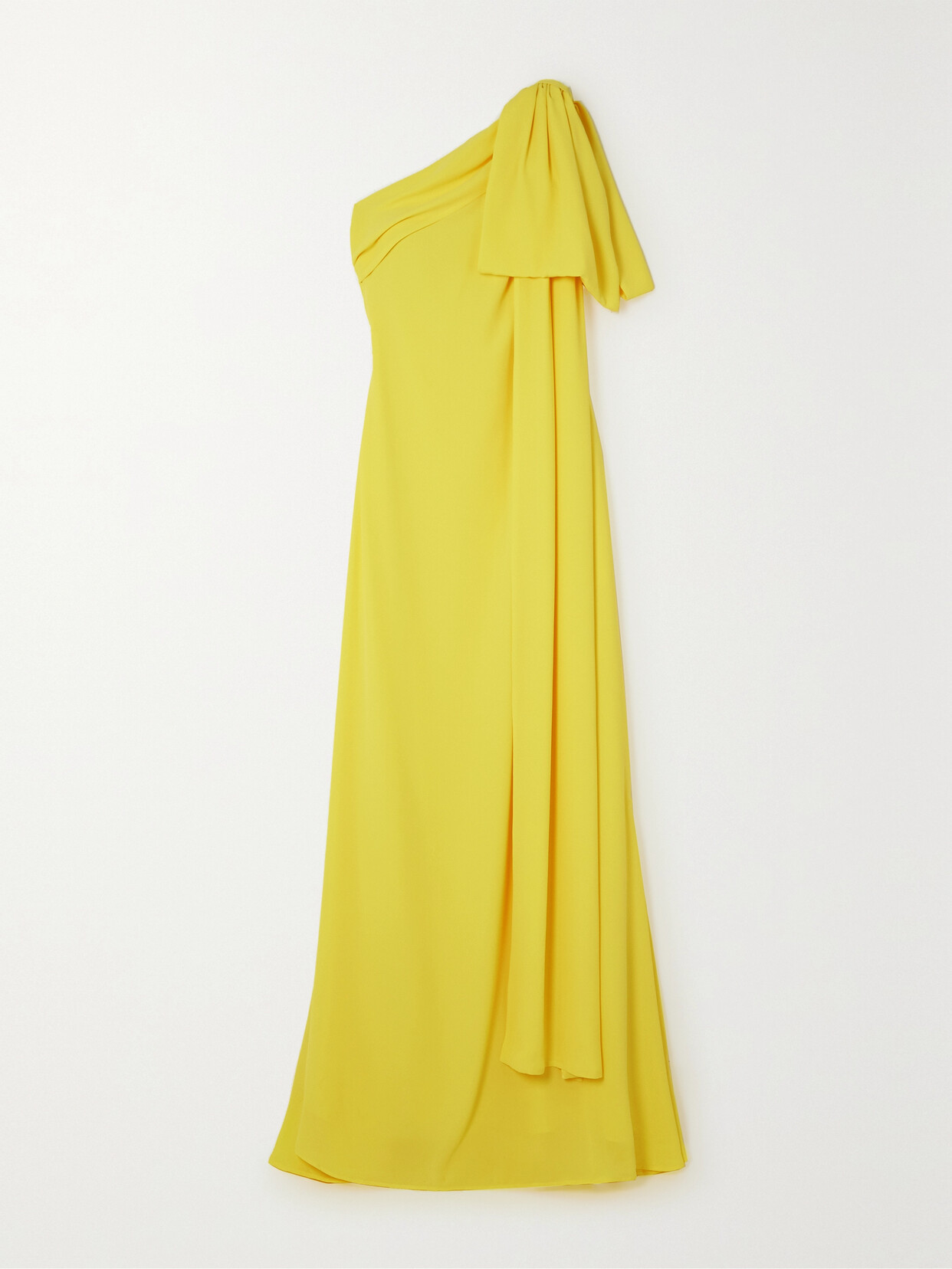 BERNADETTE - Gala One-shoulder Bow-embellished Georgette Gown - Yellow