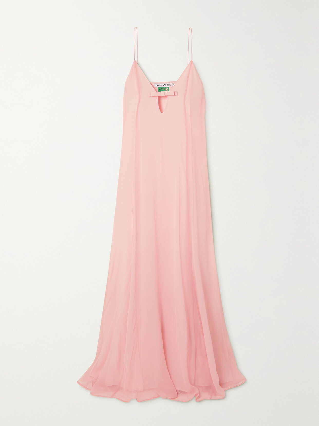 BERNADETTE - Mavis Bow-detailed Cutout Silk Crepe De Chine Maxi Dress - Pink