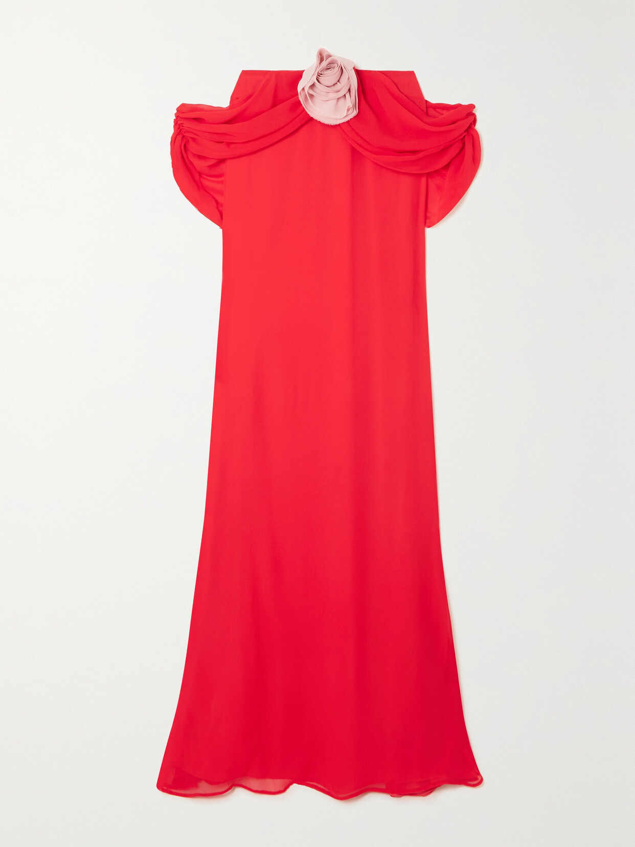 BERNADETTE Daffodil Off-the-shoulder Embellished Silk Crepe De Chine Gown - Red