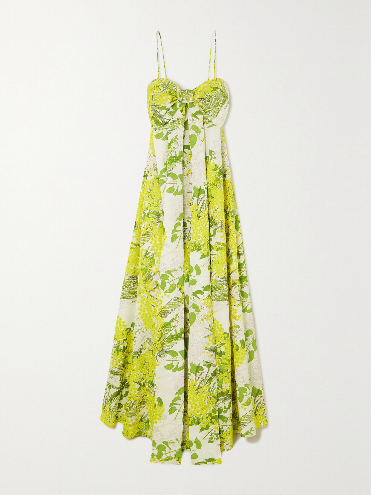 BERNADETTE - Estelle Bow-embellished Floral-print Taffeta Gown - Green