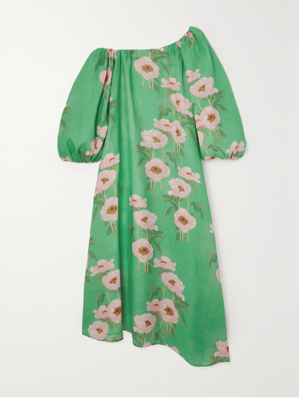 BERNADETTE - Raquel One-shoulder Floral-print Linen Maxi Dress - Green