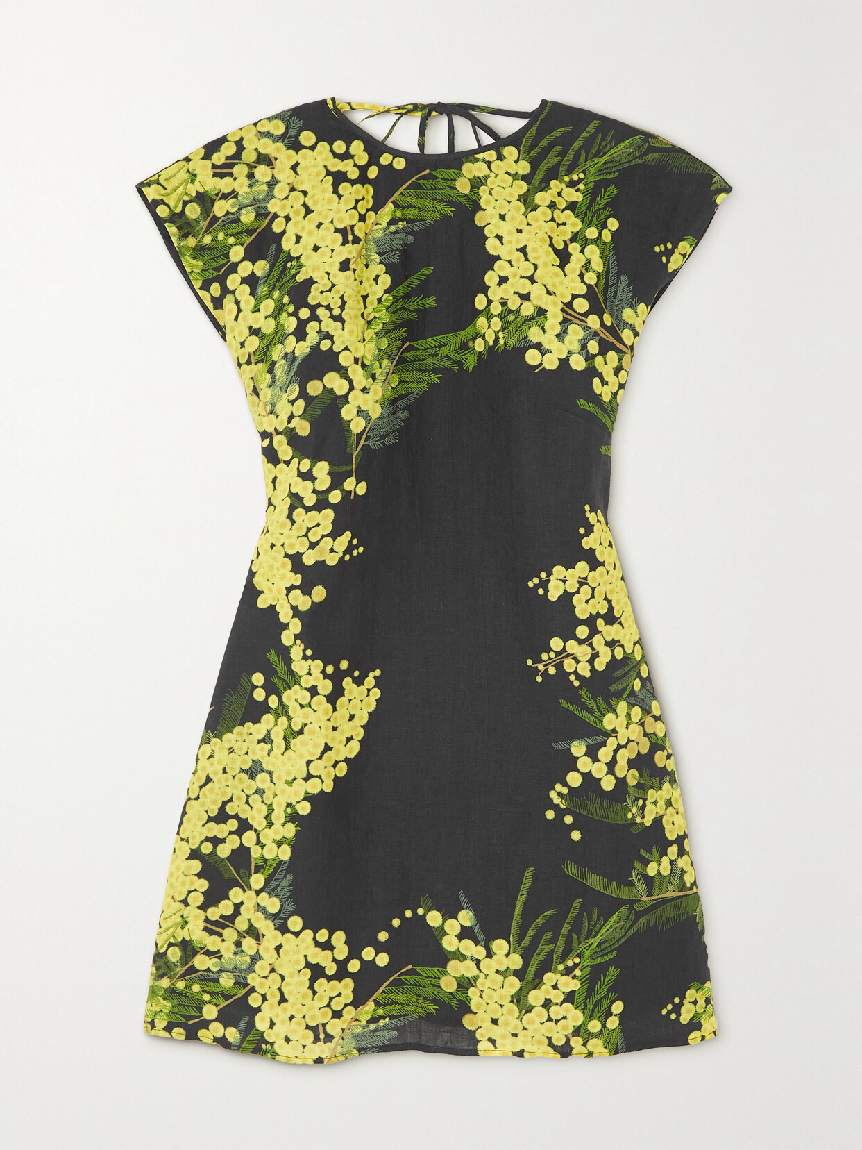 BERNADETTE Anne Cutout Floral-print Linen Mini Dress - Yellow