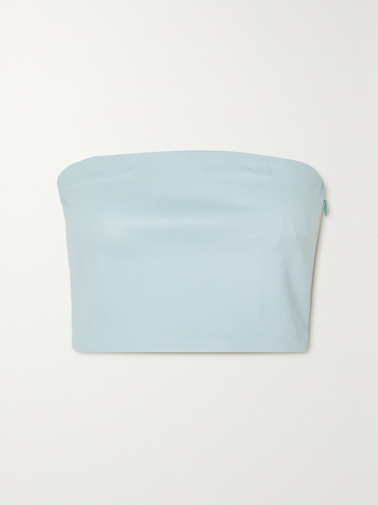 SPRWMN Strapless Cropped Leather Top - Blue