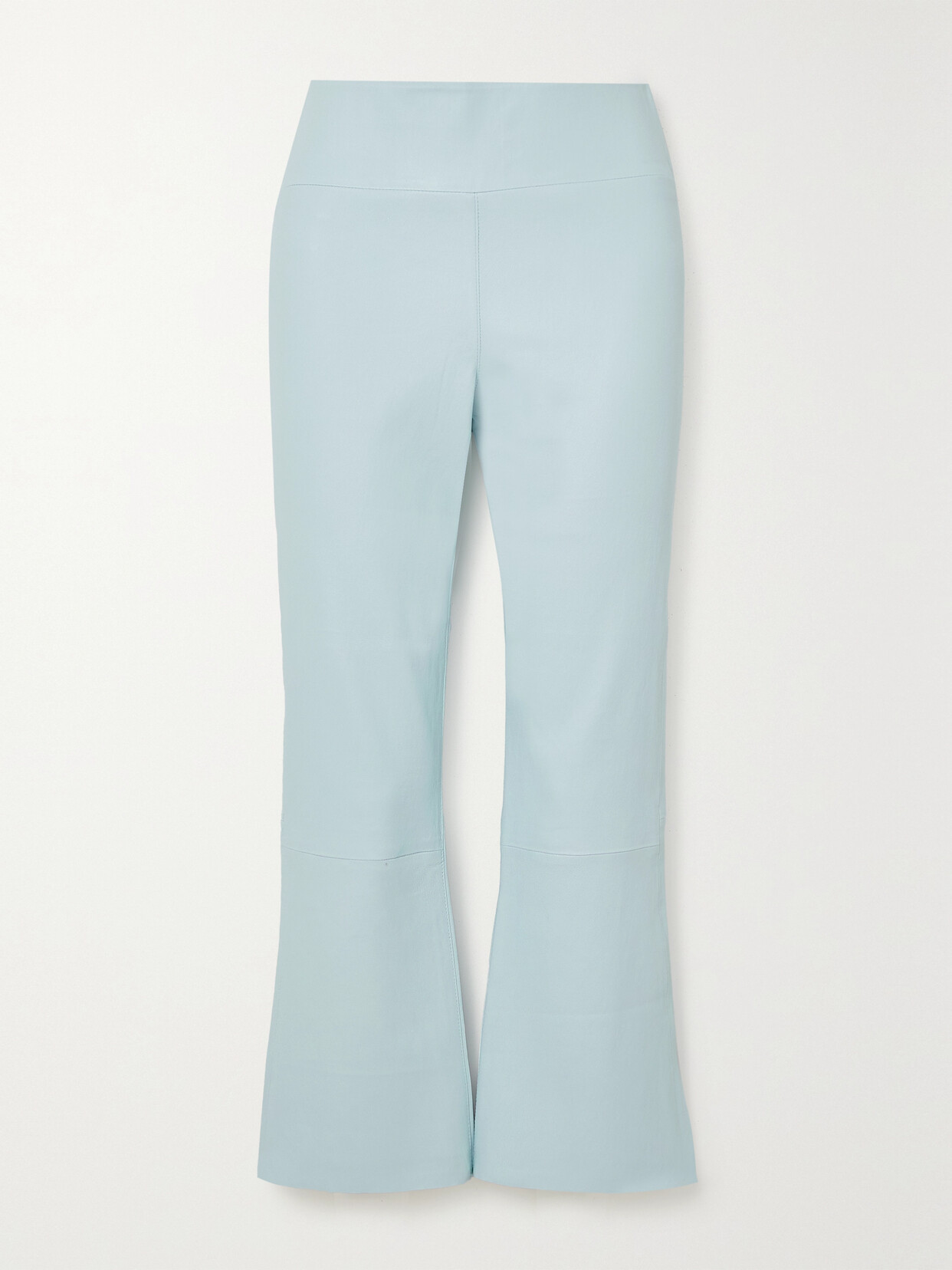 SPRWMN - Cropped Leather Flared Leggings - Blue