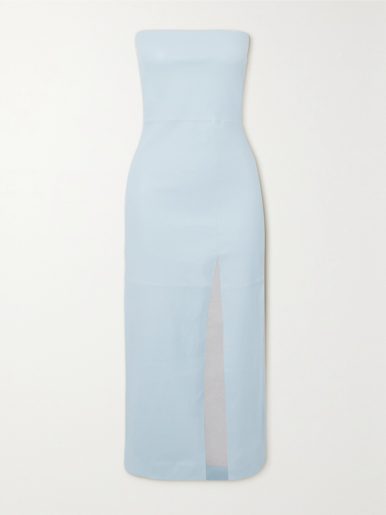 SPRWMN Strapless Leather Midi Dress - Blue