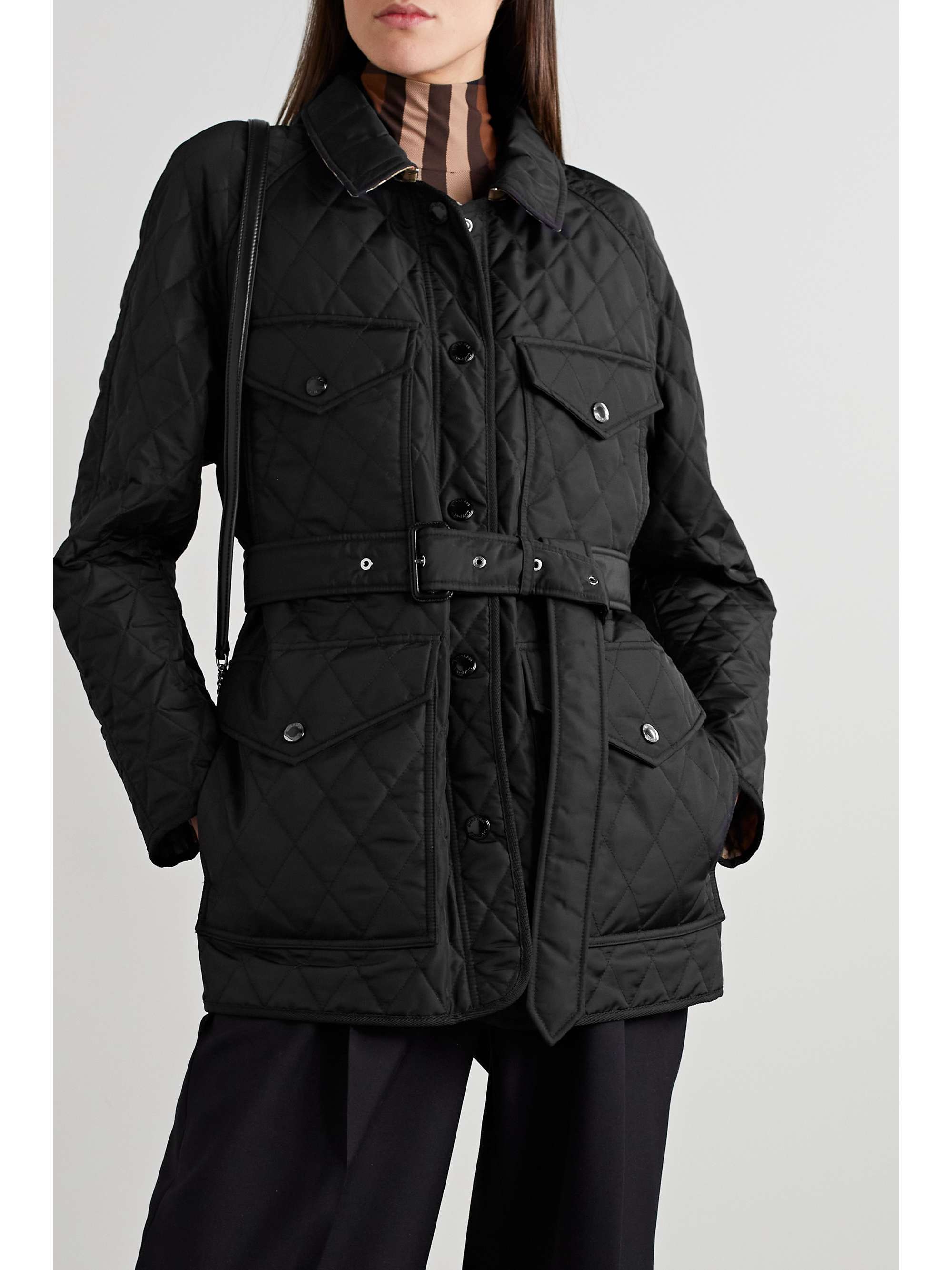 BURBERRY Belted padded quilted shell jacket