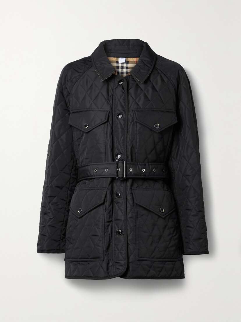 Burberry Belted Padded Quilted Shell Jacket