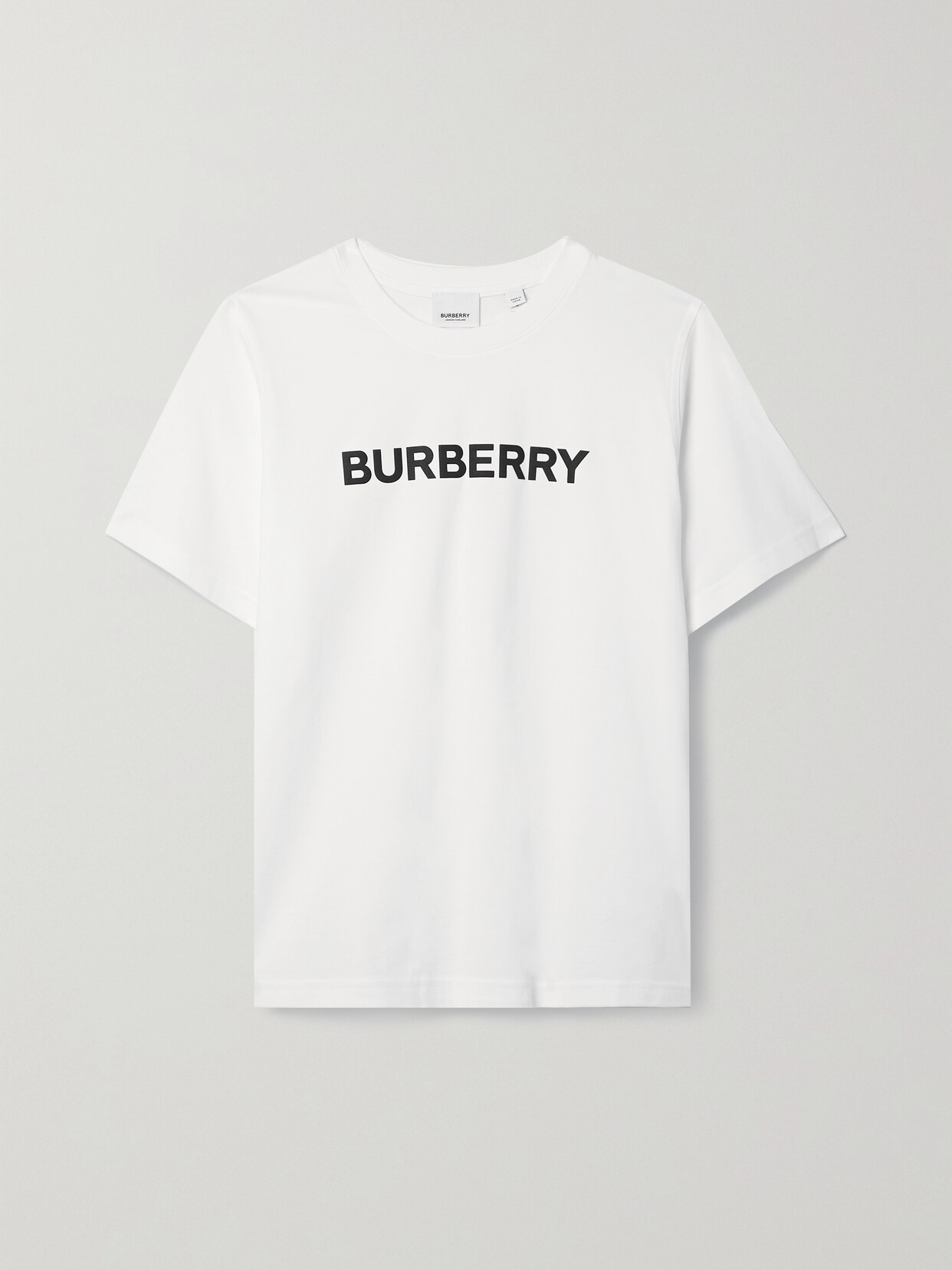 Shop Burberry Printed Cotton-jersey T-shirt In White