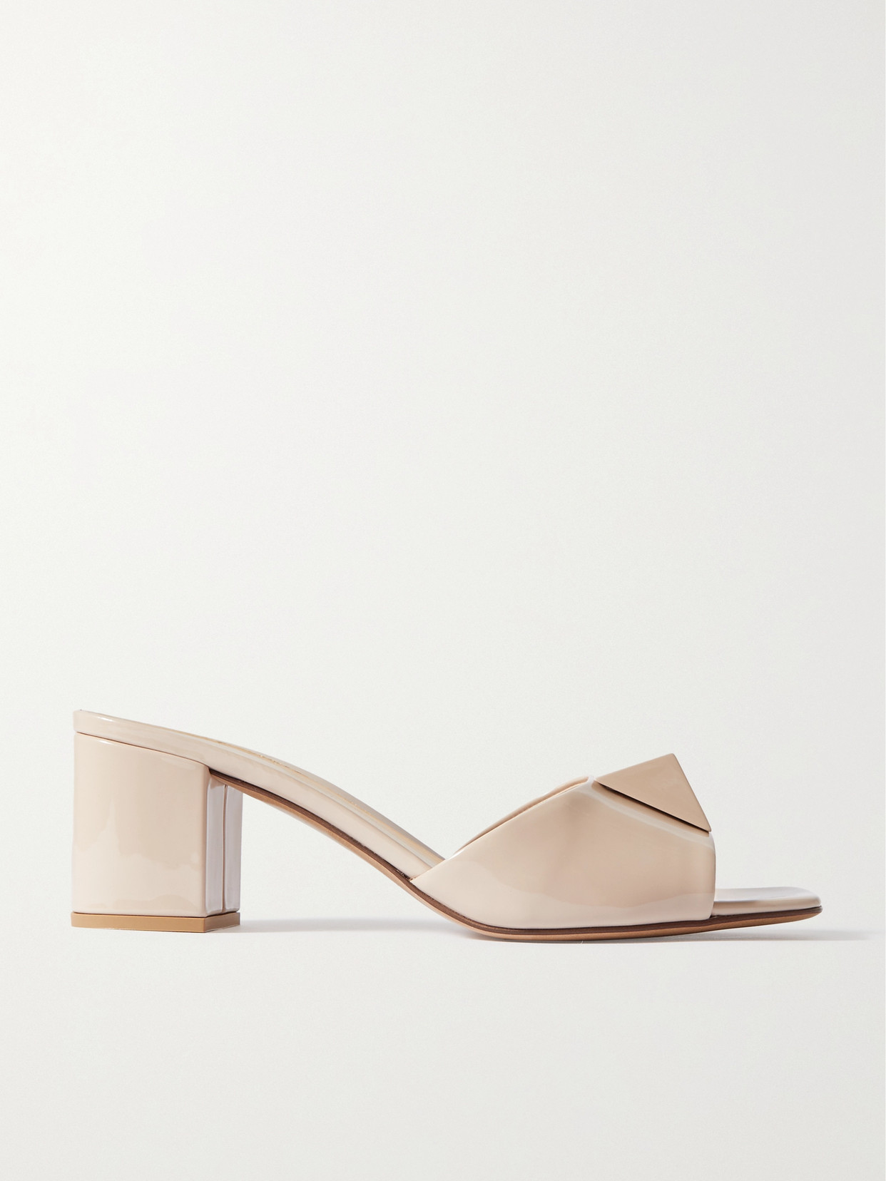 Valentino Garavani - Valentino Garavani One Stud 60 Patent-leather Mules - Neutrals