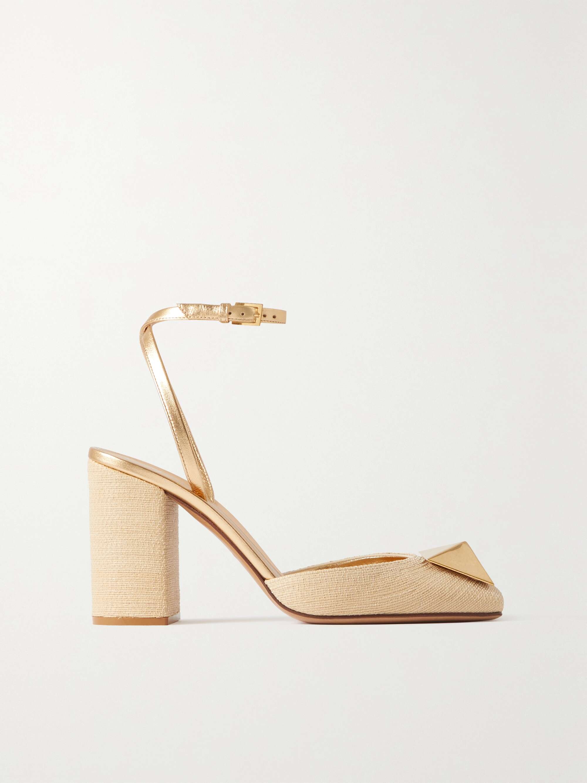 VALENTINO GARAVANI One Stud 90 raffia and metallic leather VALENTINO GARAVANI One Stud 90 raffia and metallic leather