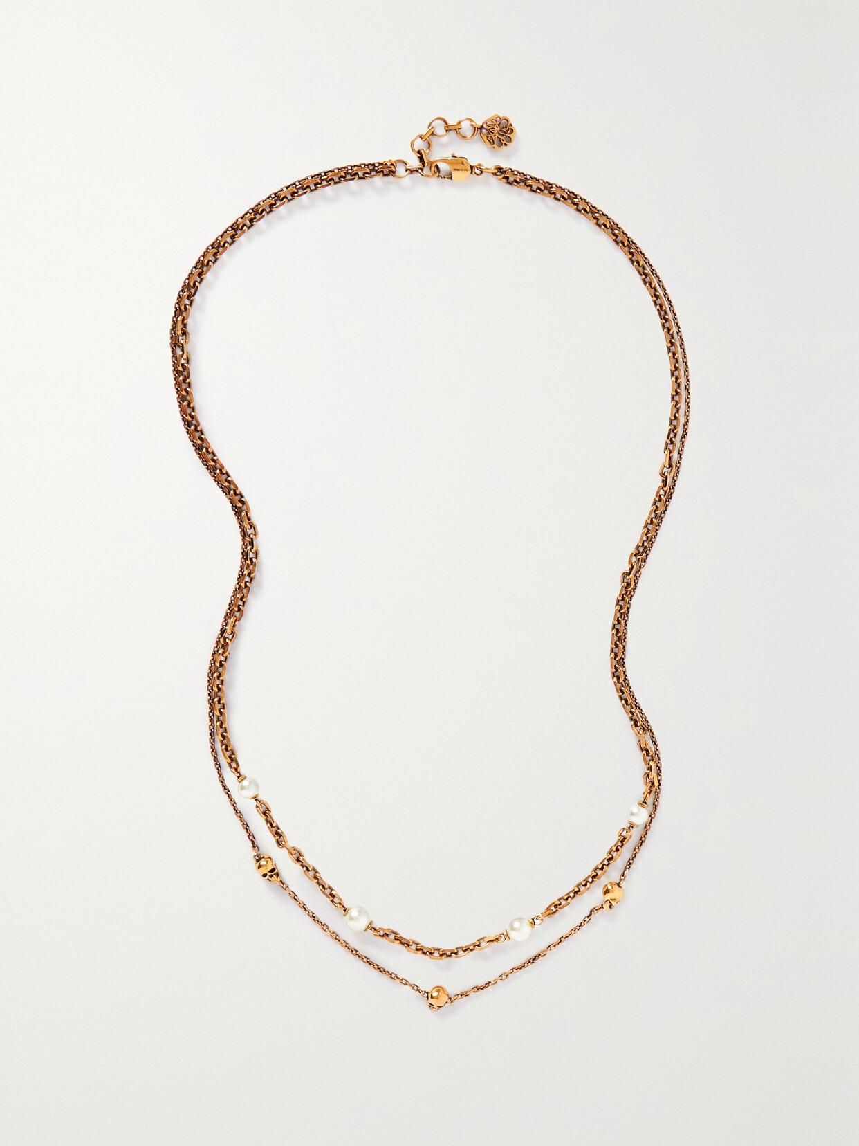 Alexander Mcqueen Gold-tone Swarovski Pearl Necklace In Metallic