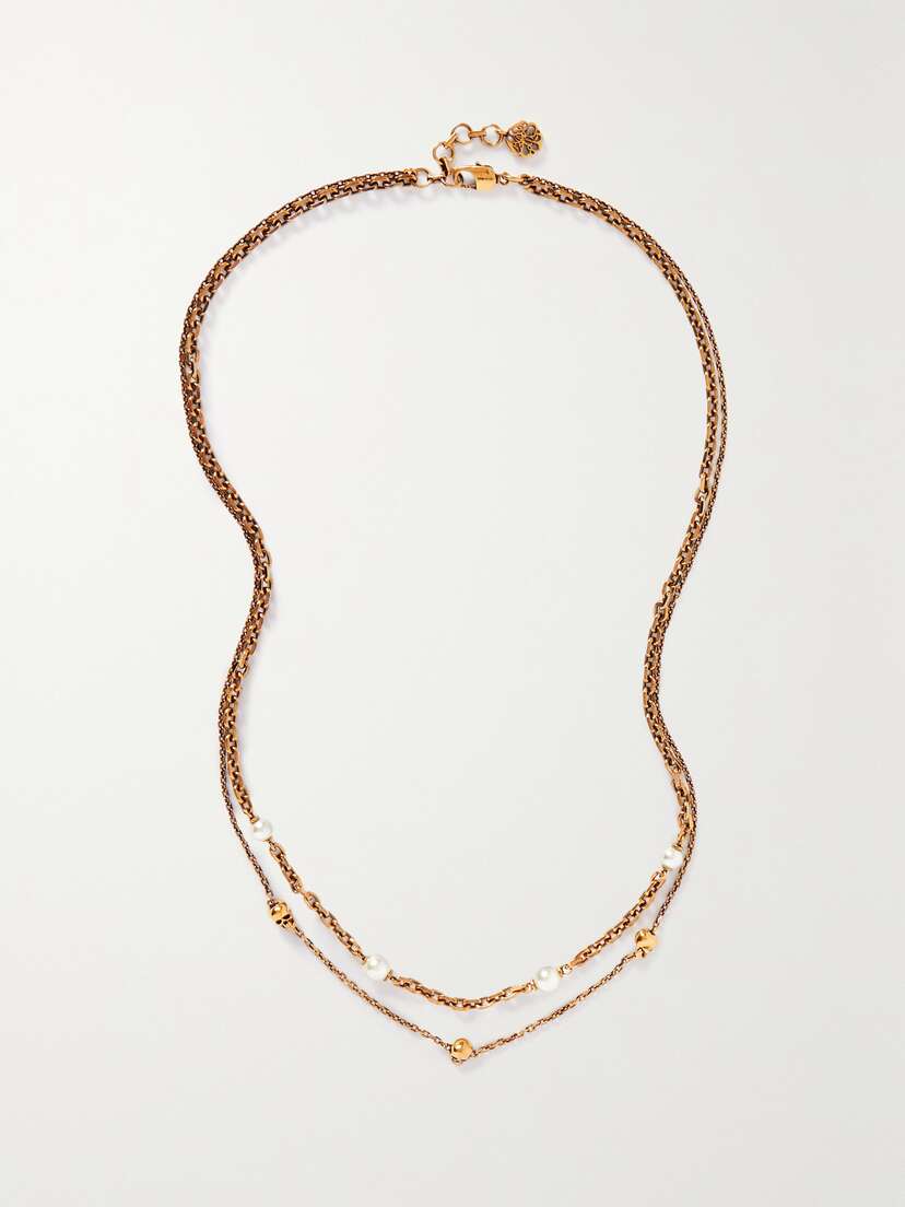 Alexander McQueen Gold-tone Swarovski Pearl Necklace
