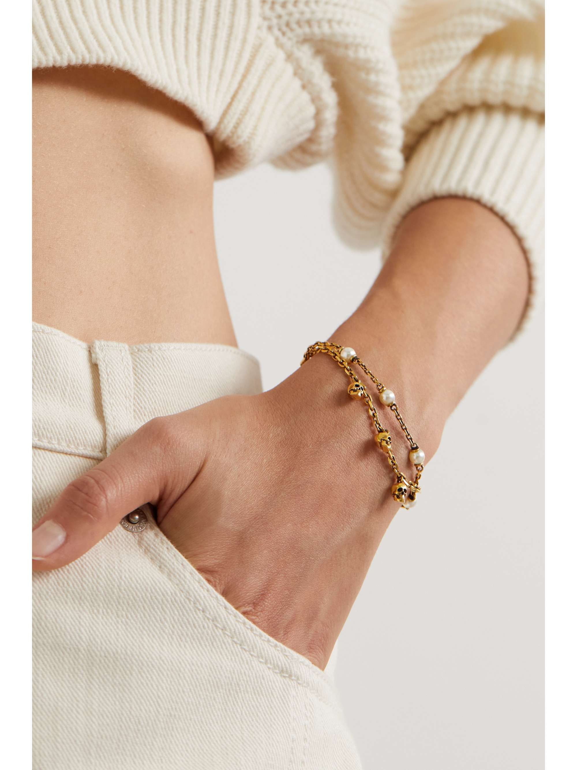 ALEXANDER MCQUEEN Gold-tone faux pearl bracelet