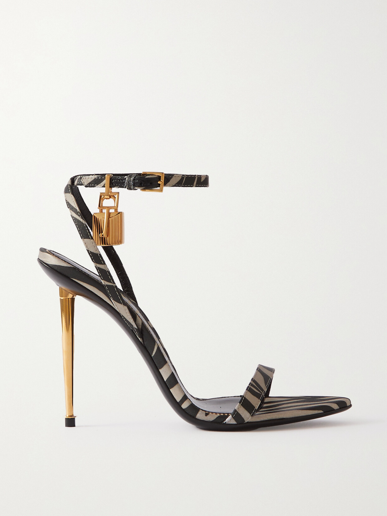 TOM FORD - Padlock Zebra-print Satin Sandals - Multi