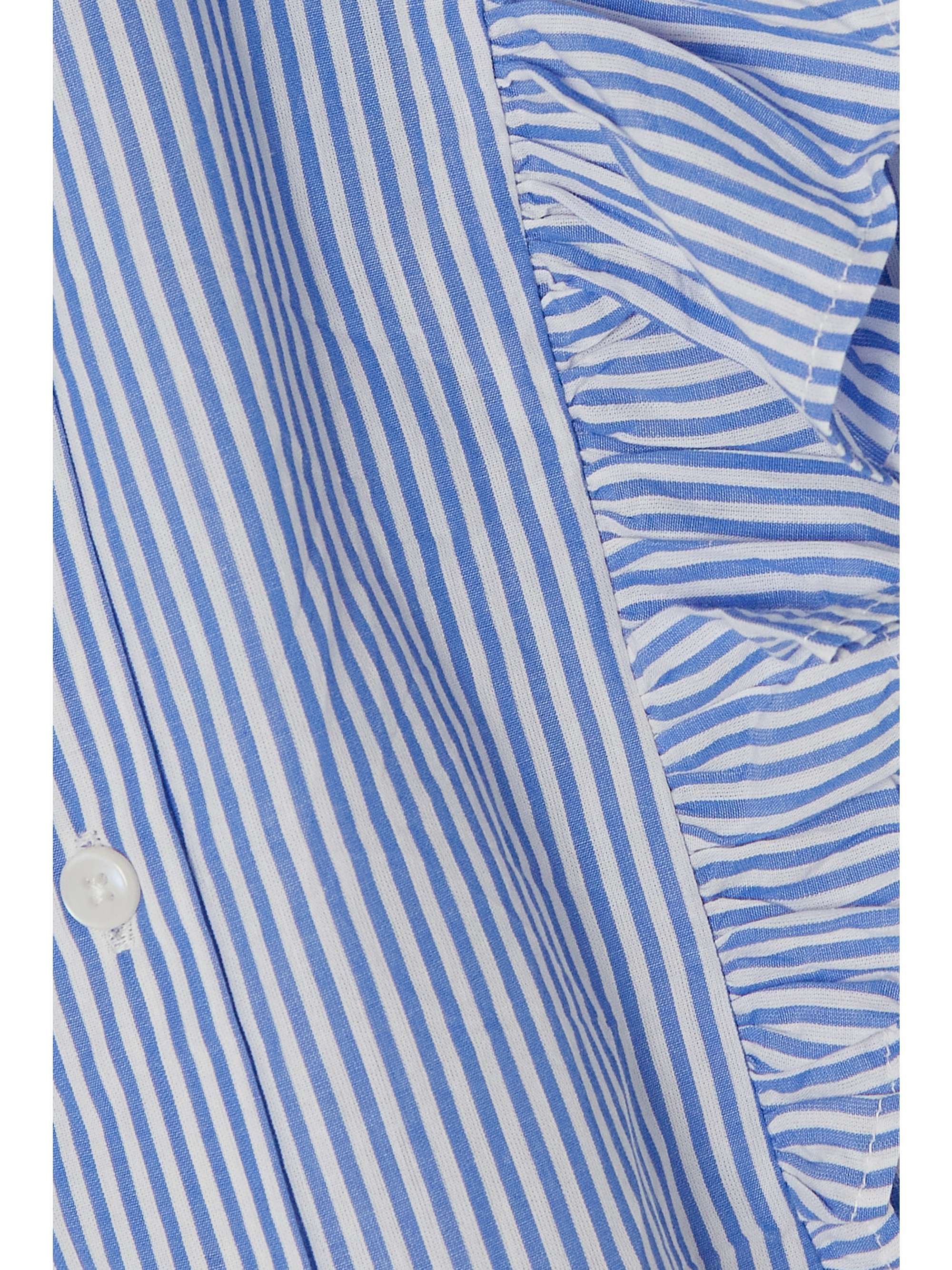BATSHEVA Moon tiedetailed ruffled striped cottonpoplin blouse NETA