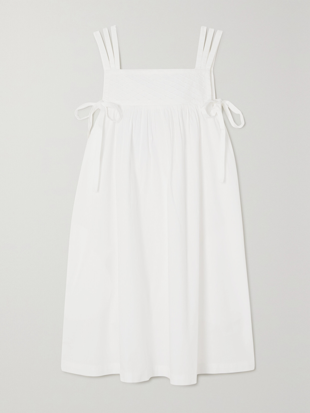 Batsheva Haven Smocked Cotton-poplin Mini Dress In White
