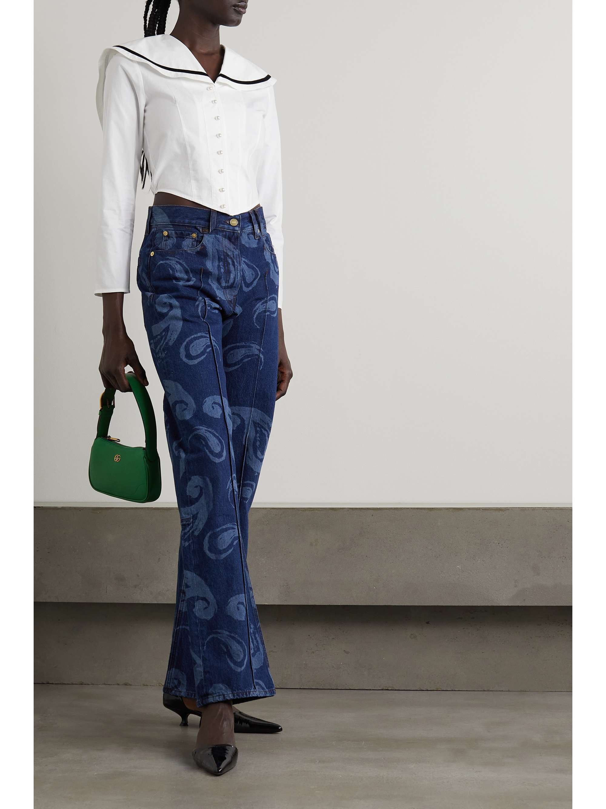 BATSHEVA Skipper 天鹅绒边饰纯棉府绸女衫