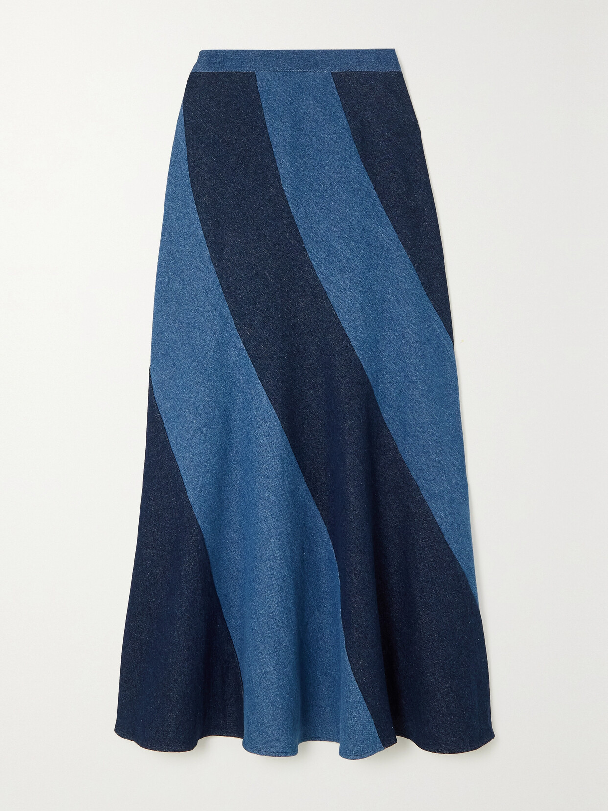 Batsheva - Cera Paneled Denim Maxi Skirt - Blue