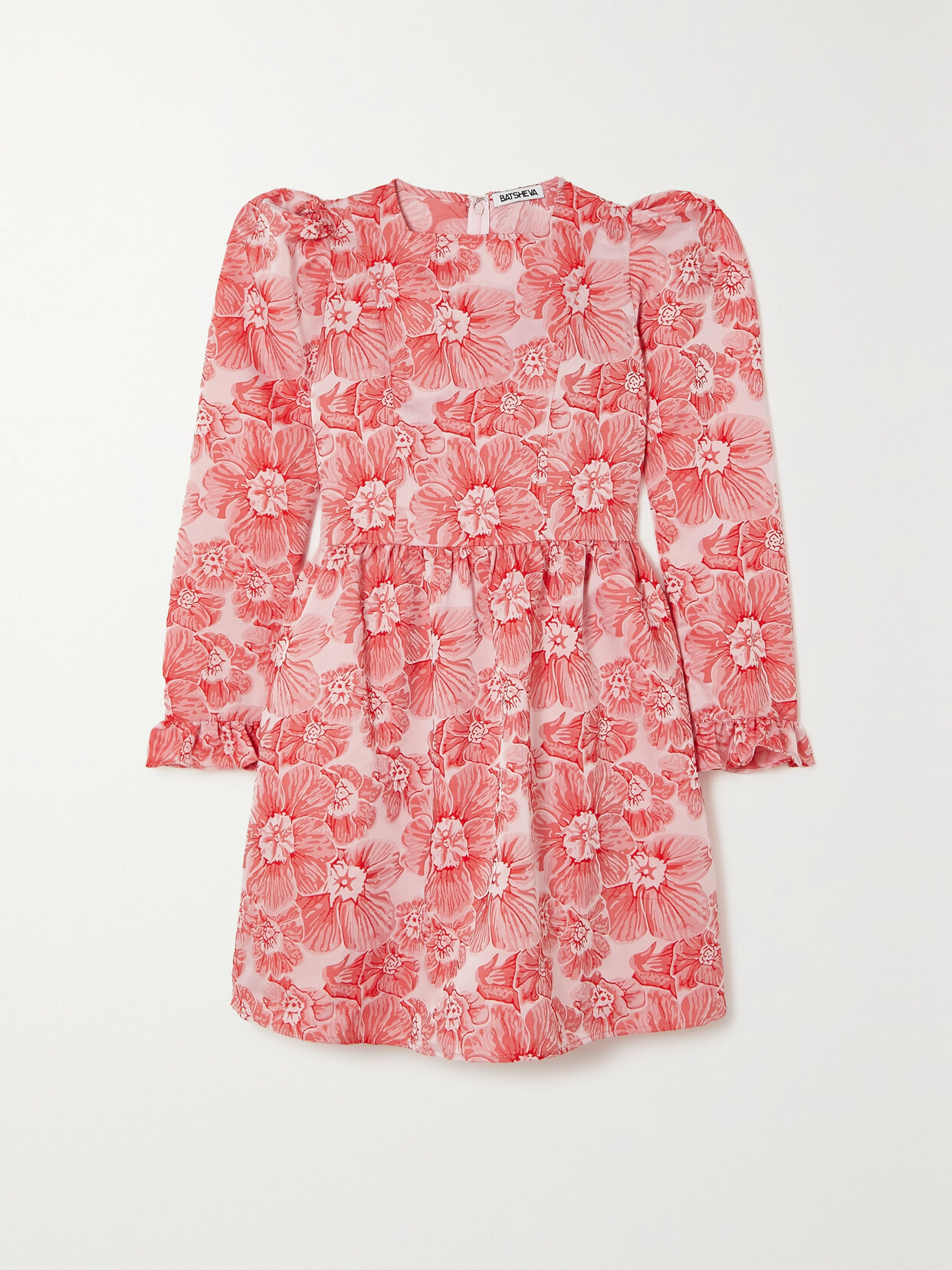 Batsheva Ruffled Floral-jacquard Mini Dress - Red