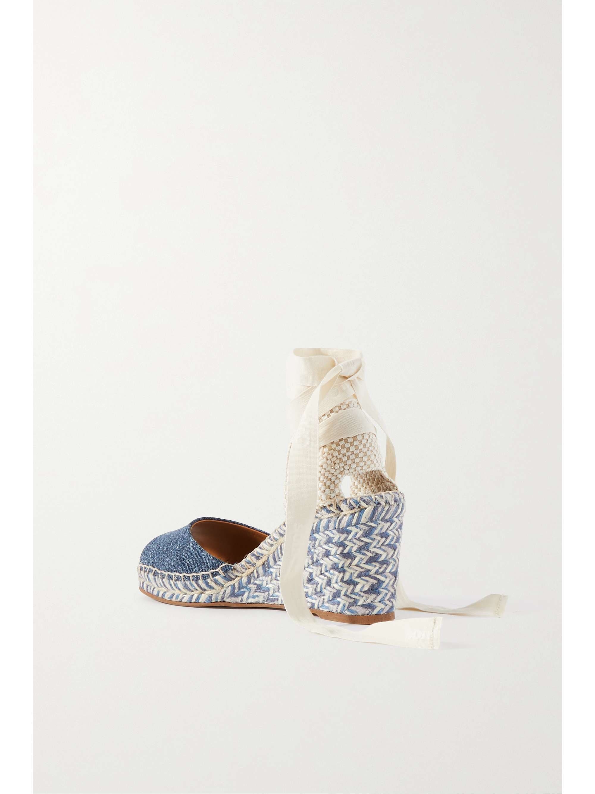 CHLOÉ + NET SUSTAIN Piia denim and canvas espadrille wedge sandals