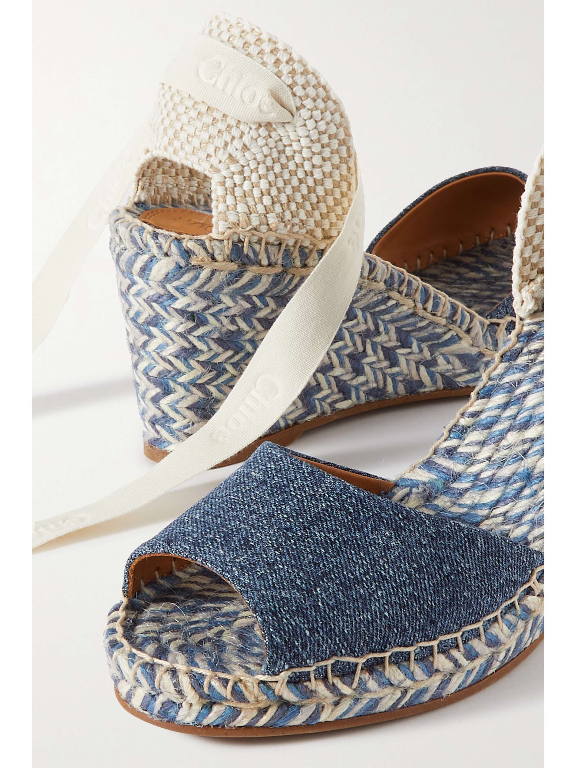 CHLOÉ + NET SUSTAIN Piia denim and canvas espadrille wedge sandals