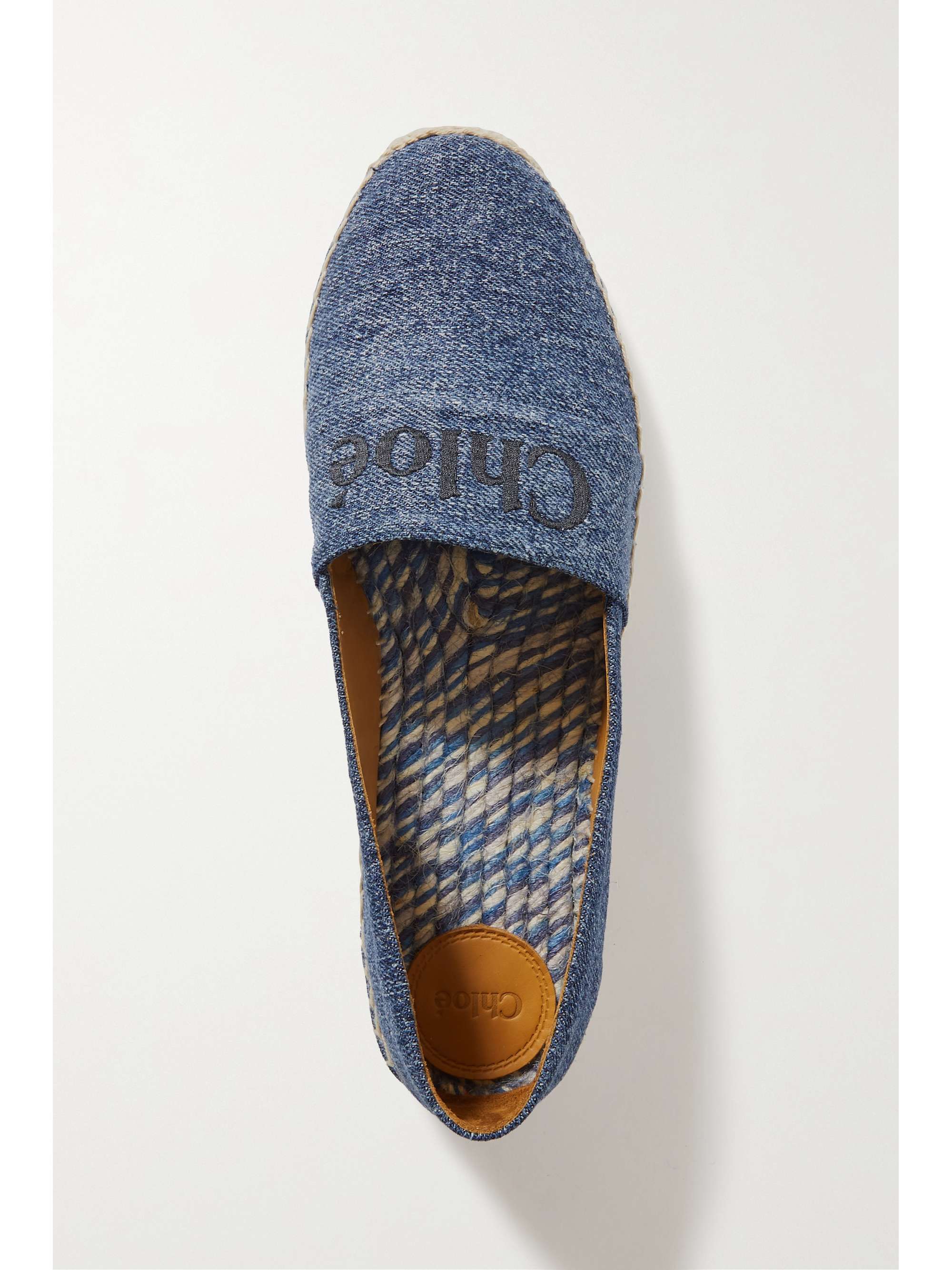 CHLOÉ + NET SUSTAIN Piia リサイクルデニム エスパドリーユ 刺繍入り