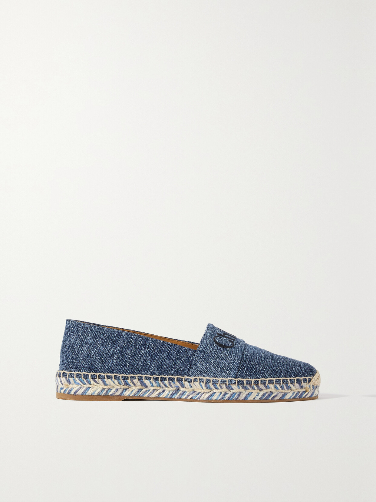 Chloé - Piia Embroidered Denim Espadrilles - Blue