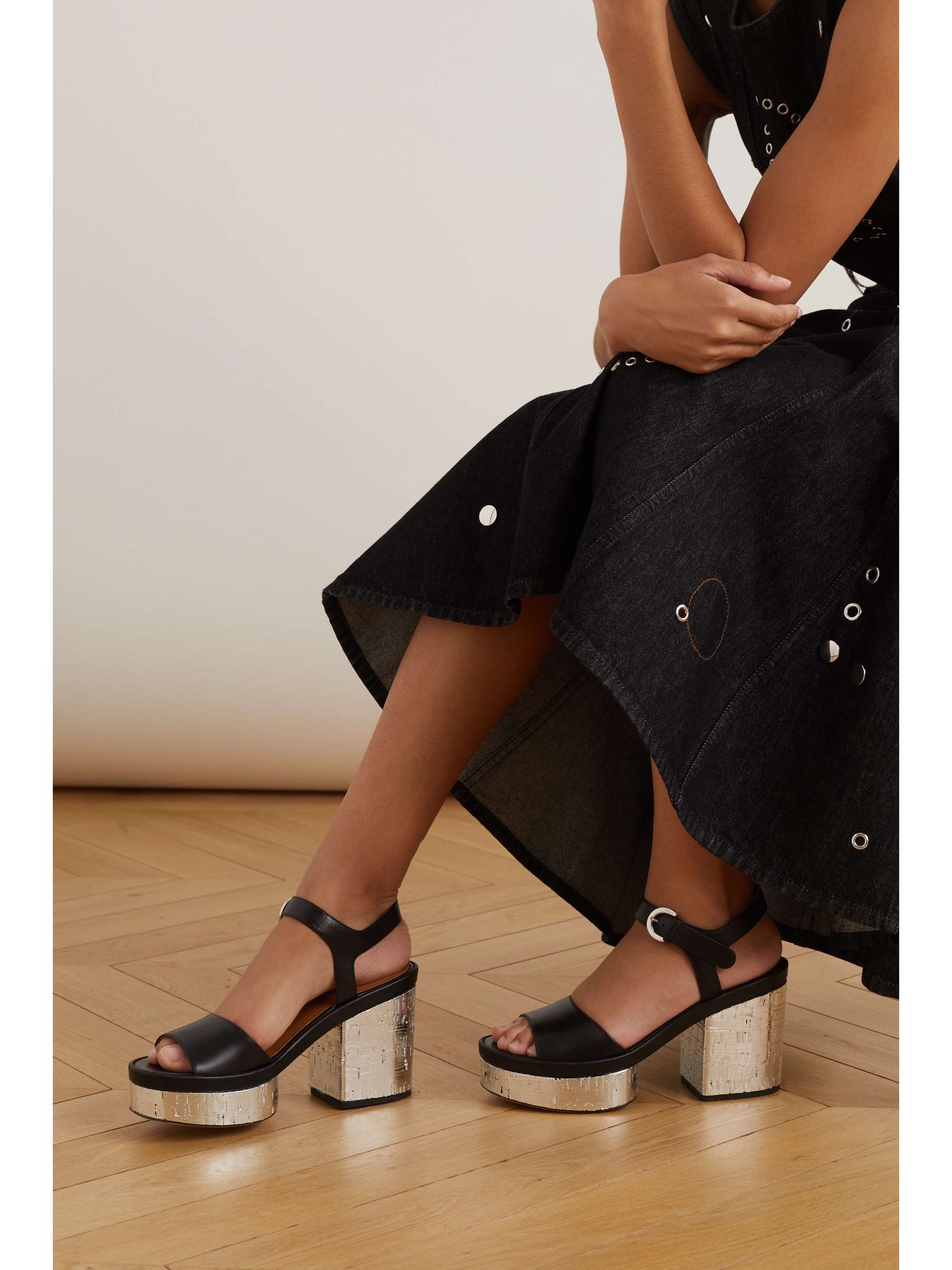 CHLOÉ + NET SUSTAIN Odina leather platform sandals