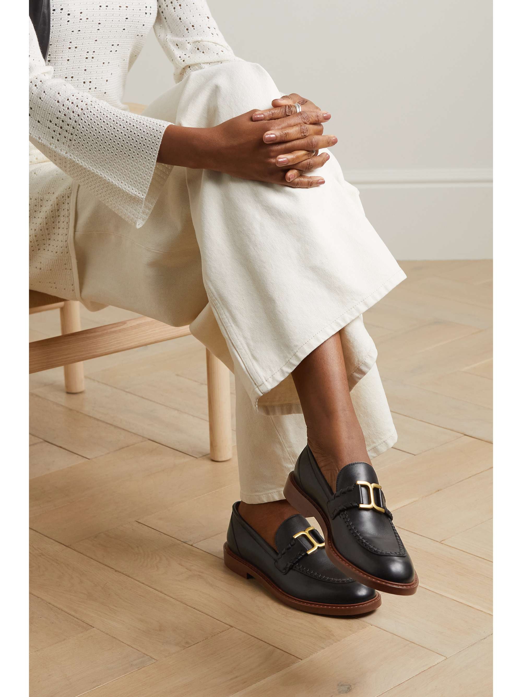 CHLOÉ + NET SUSTAIN Marcie embellished leather loafers