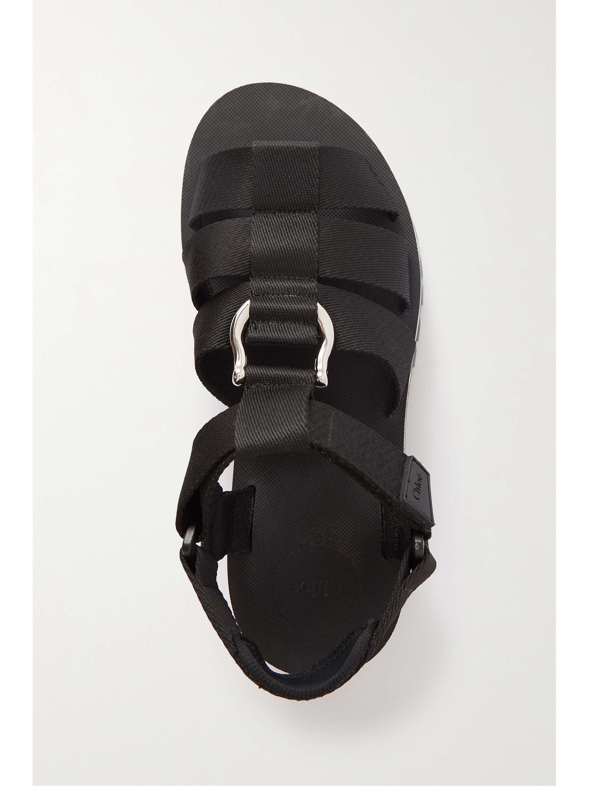 CHLOÉ + NET SUSTAIN Nikie embellished webbing flatform sandals