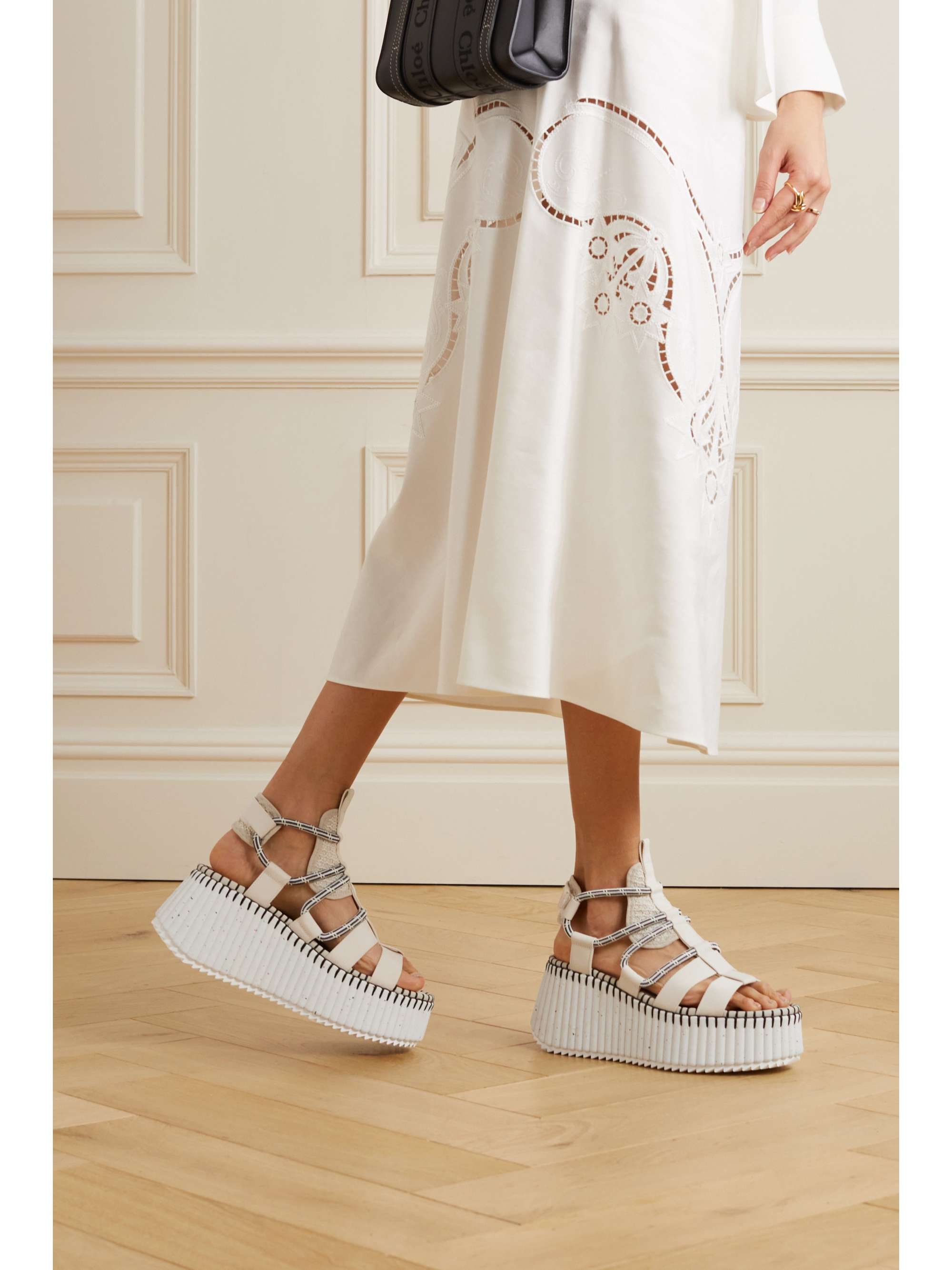 CHLOÉ + NET SUSTAIN Nama webbing platform sandals