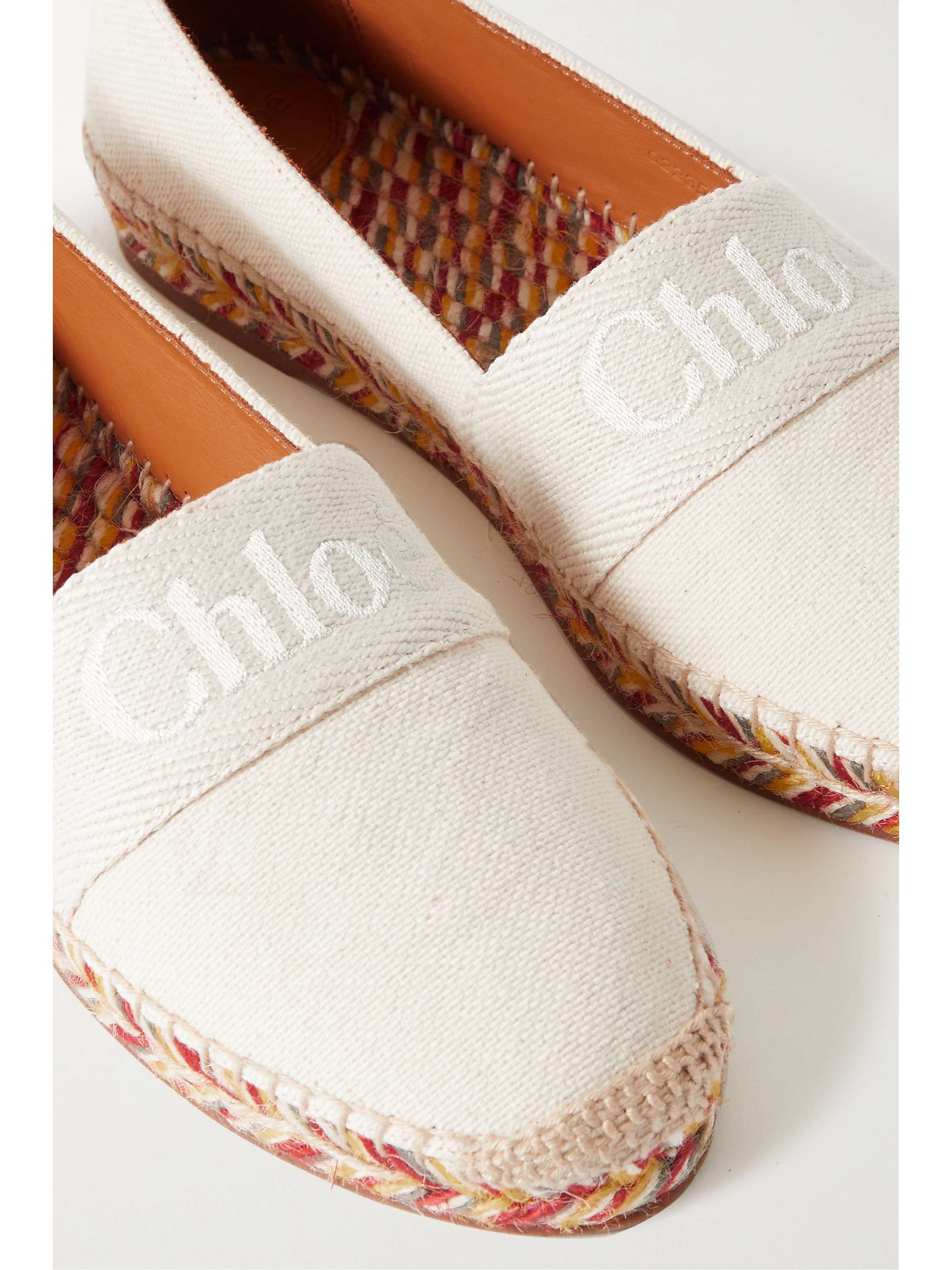 CHLOÉ + NET SUSTAIN Piia logo-embroidered canvas espadrilles