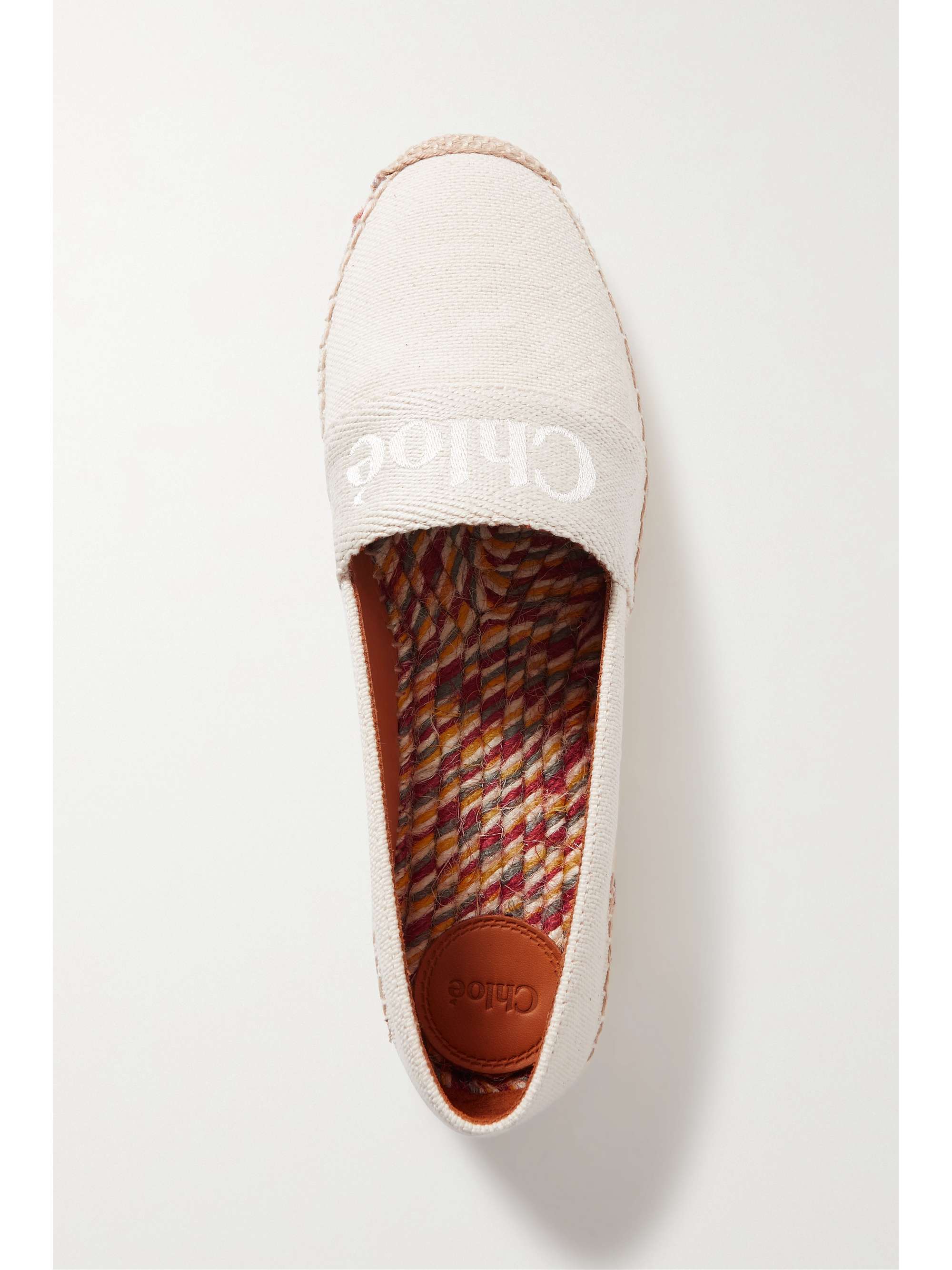 CHLOÉ + NET SUSTAIN Piia logo-embroidered canvas espadrilles